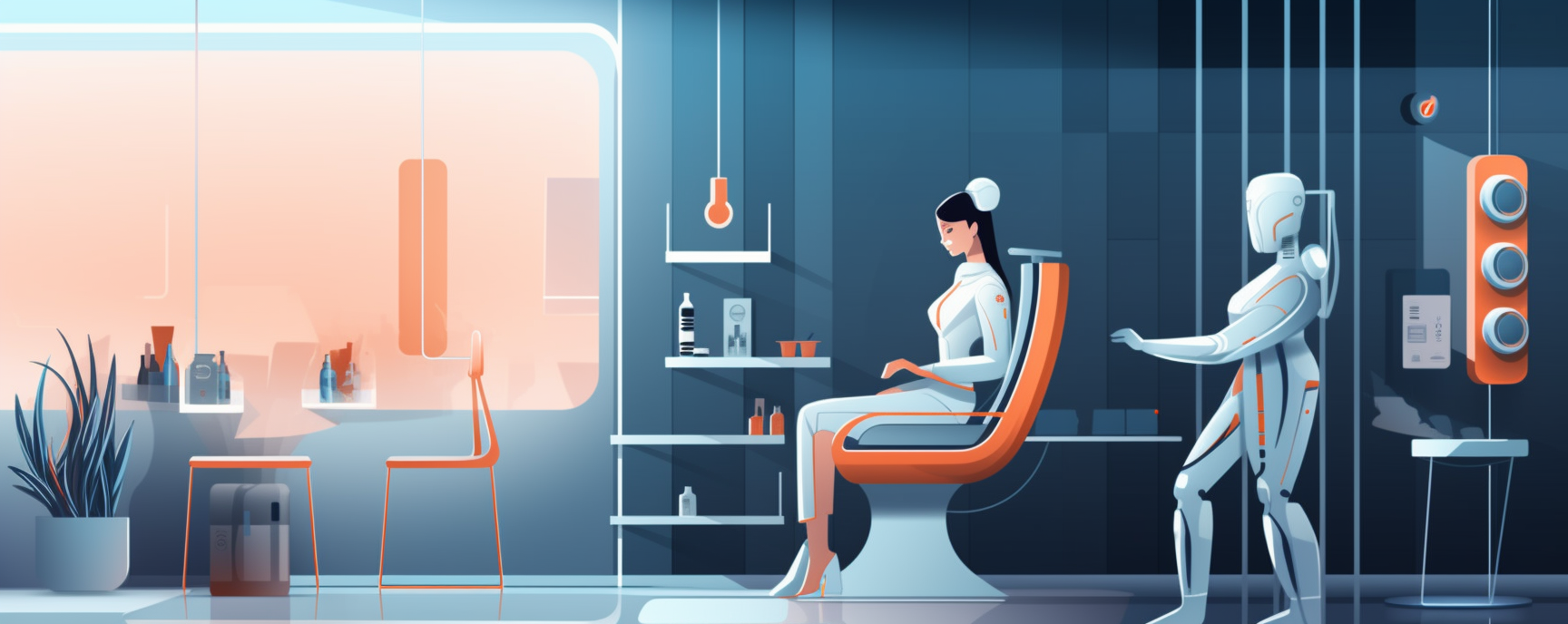 This picture was prepared by the AI app – Midjouney. We ask to generate the picture where AI meets the customers in beauty salon AI in beauty salon